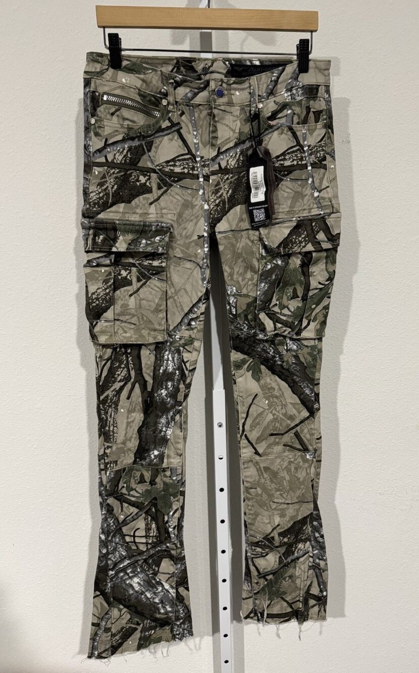 Rockstar Original Jeans Mens 32 Tree Camo Stacked Flare Jean Streetwear NWT!